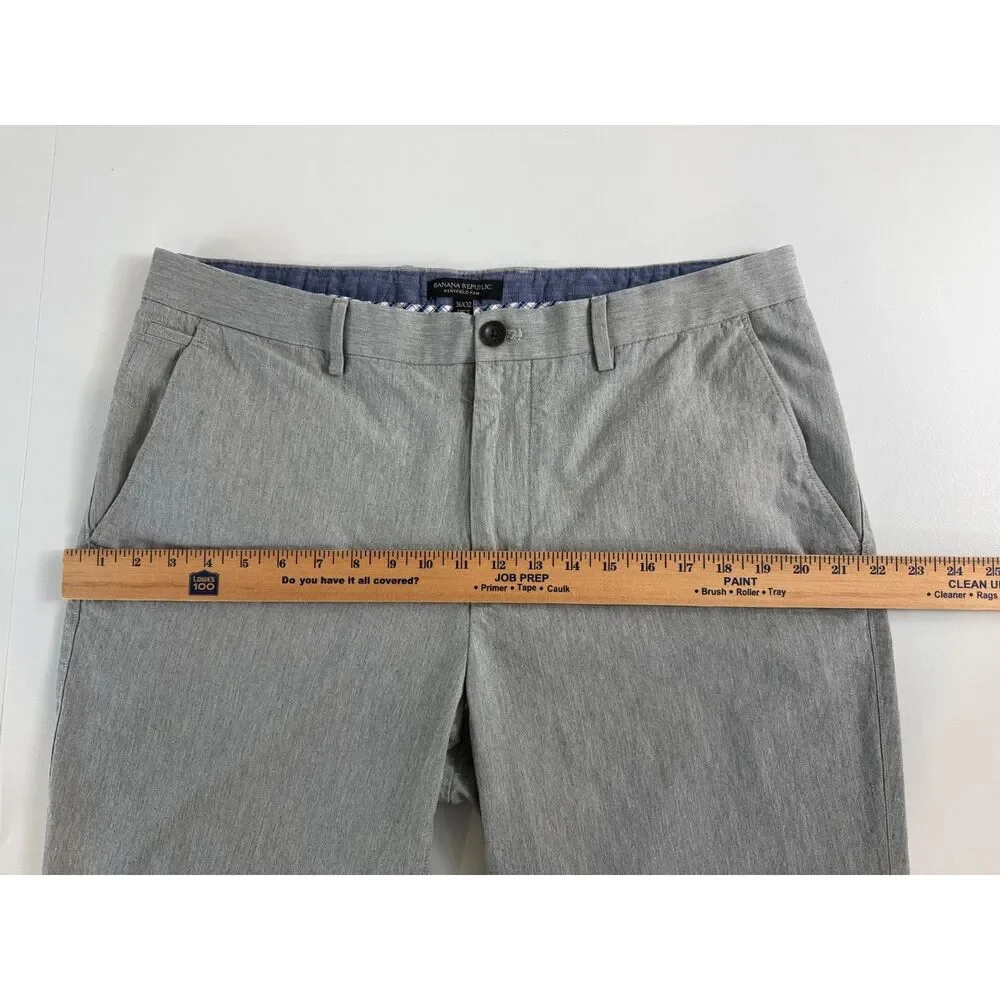 Banana Republic Men's Kentfield Pants Heather Grey Cotton Size 36 x 32